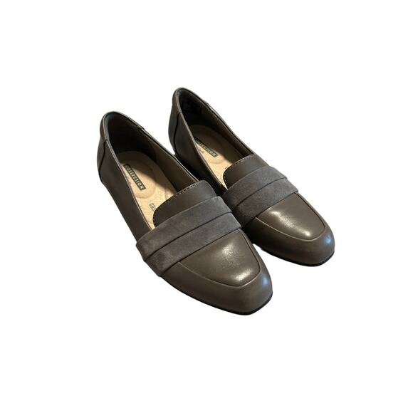 Clarks Collection Womens 5 Juliet Rose Loafer Gray Leather Comfort Slip On - Picture 1 of 9